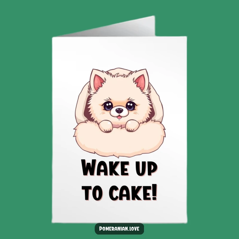 Free Printable Pomeranian Birthday Card: Curious Pup in Bed for a Cozy Laugh