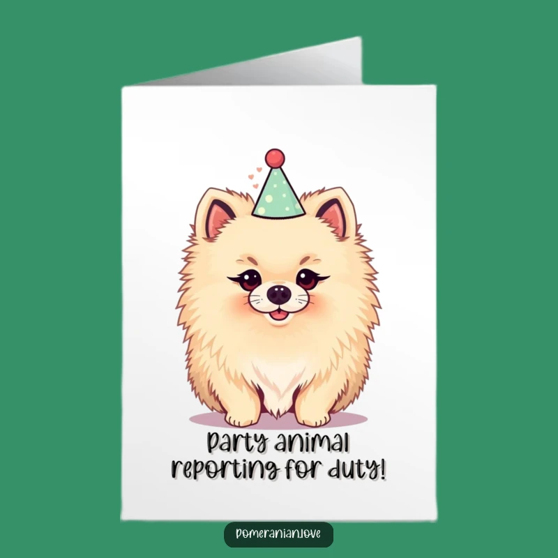 Free Printable Pomeranian Birthday Card: Perky Pup Party Hat Downloadable Gift