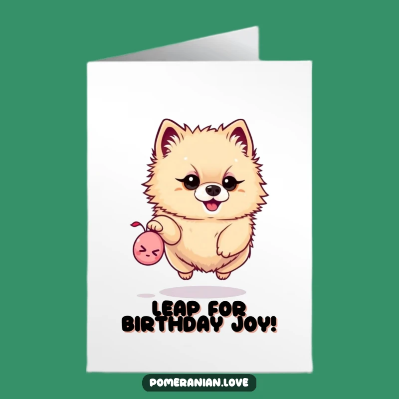Funny Free Printable Birthday Card: Determined Pomeranian Toy Leaper, DIY Gift