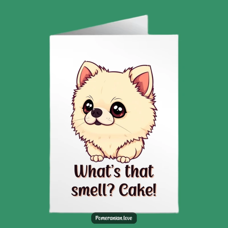 Free Printable Curious Pomeranian Birthday Card - Funny Innocent Dog Downloadable Gift