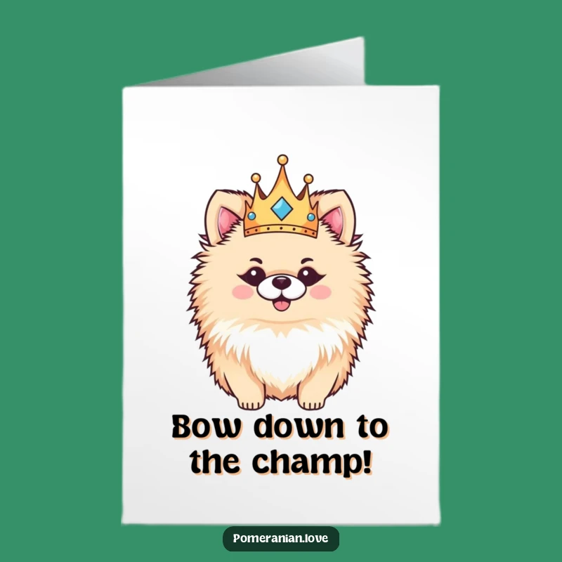 Free Printable Pomeranian Congrats Card: Royal Pup Crown for Joyful Celebrations
