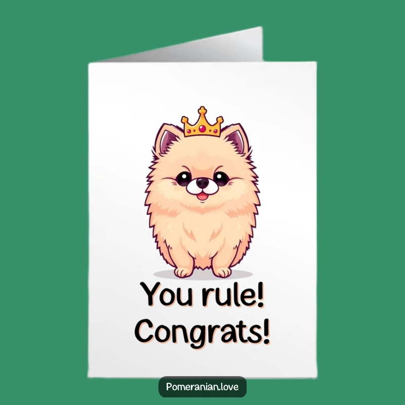 Congrats Free Printable Card: Proud Pomeranian King, Instant Download