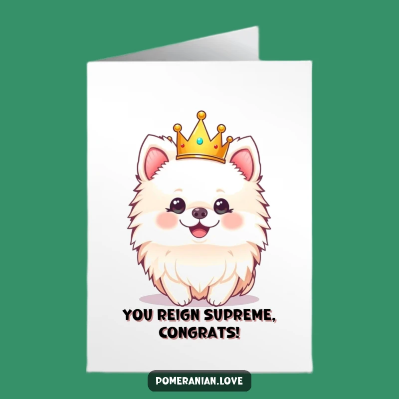 Crowned Pom Congrats Card Free Printable: Royal Achievement Downloadable