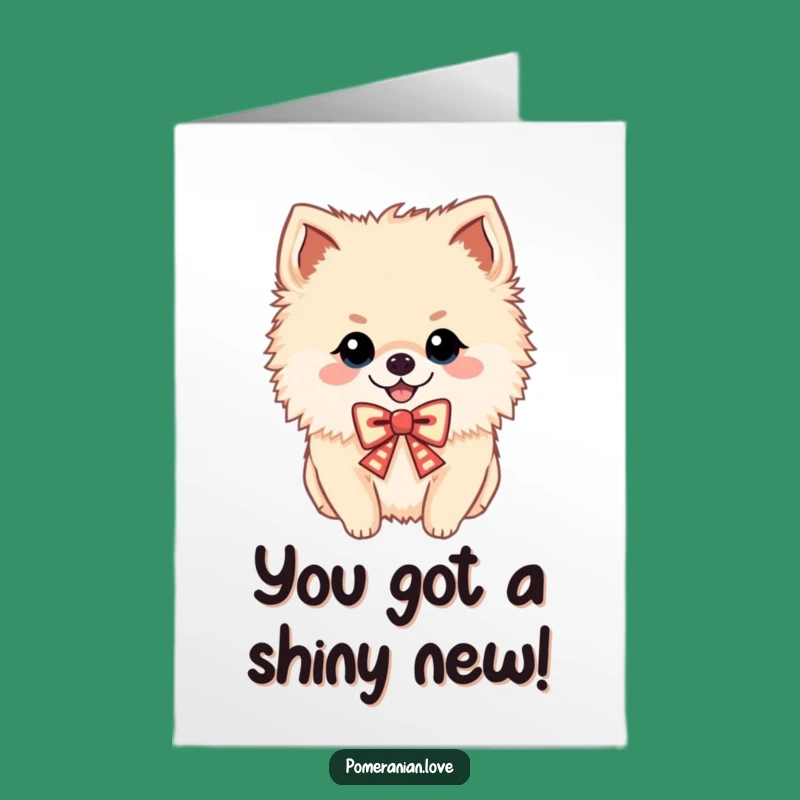 Free Printable Pomeranian Congrats Card - Festive Bow, Downloadable Celebration