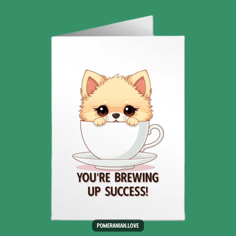 Free Printable Pomeranian Congratulations Card: Teacup Surprise Downloadable Gift