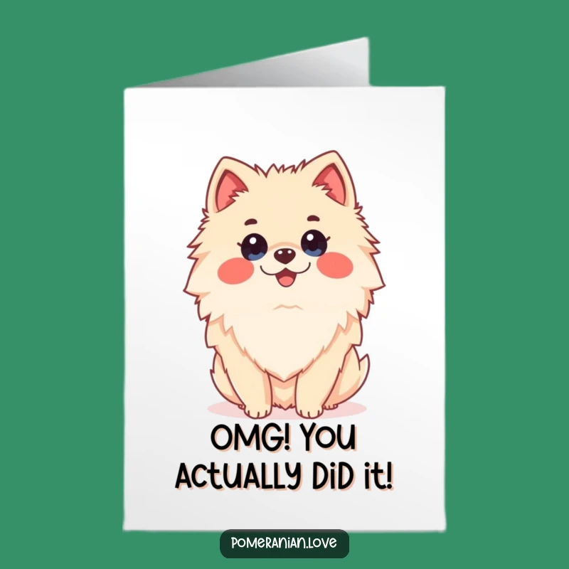 Free Printable Surprised Pom Congrats Card: Funny Dog Downloadable Gift for Big News