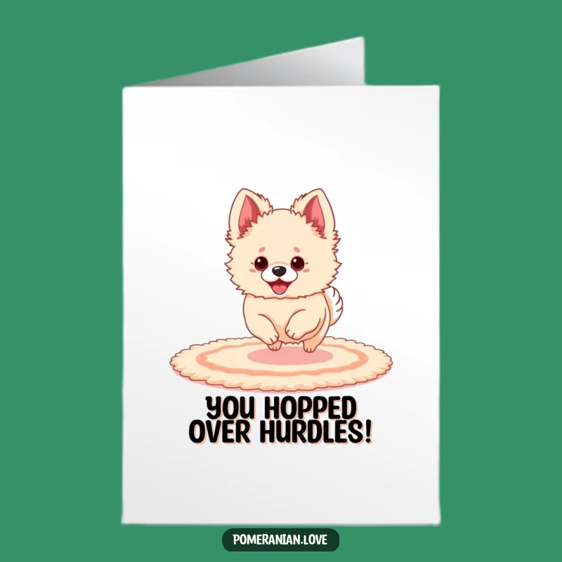 Pomeranian Congrats Card Free Printable: Bouncing Dog Big Ears Download