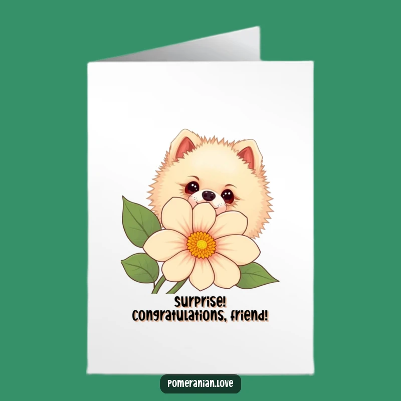 Free Printable Congrats Card: Curious Pomeranian Blooms Congrats - Downloadable Joy