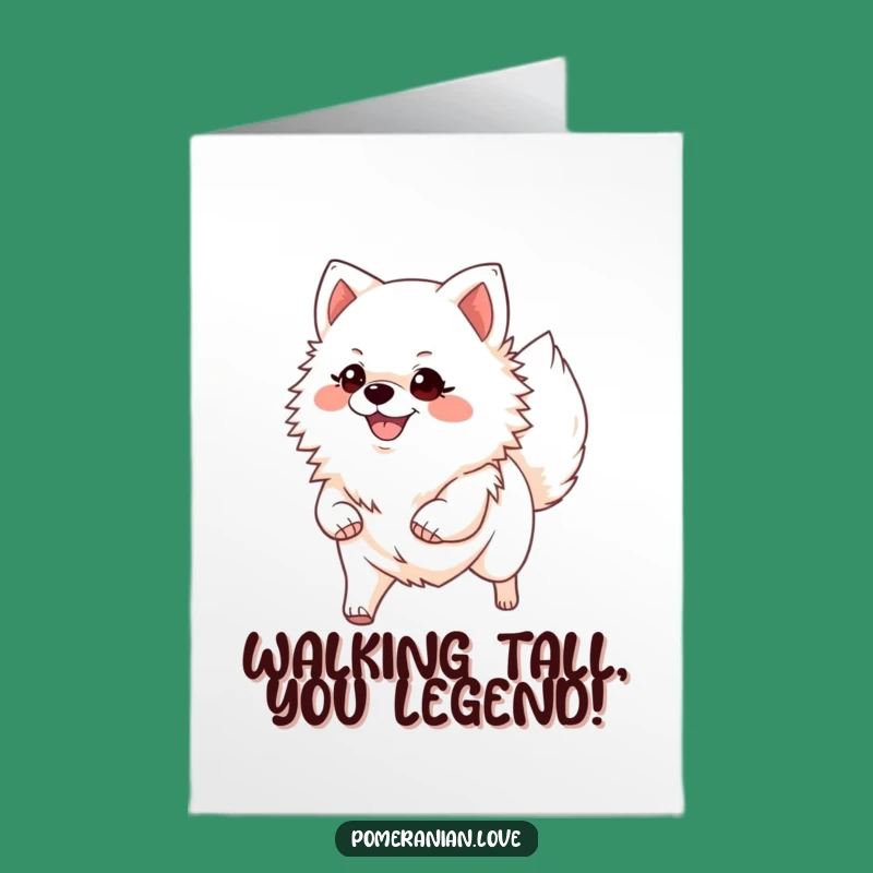 Free Printable Congrats Card: Confident Pomeranian Trot - Funny Dog Downloadable Gift
