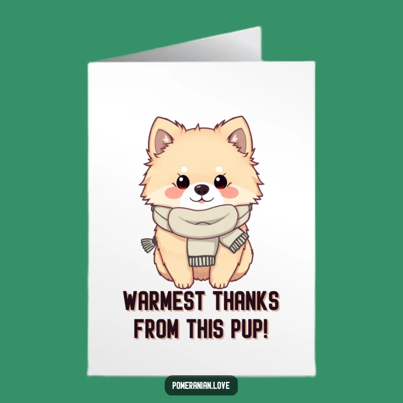 Free Printable Cozy Pom Thank You Card: Funny Scarf Dog Downloadable Gift