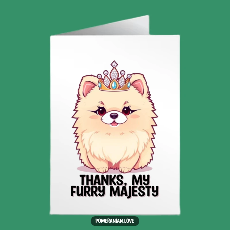 Free Printable Regal Pomeranian Thank You Card - Sparkly Tiara Dog Downloadable Gift