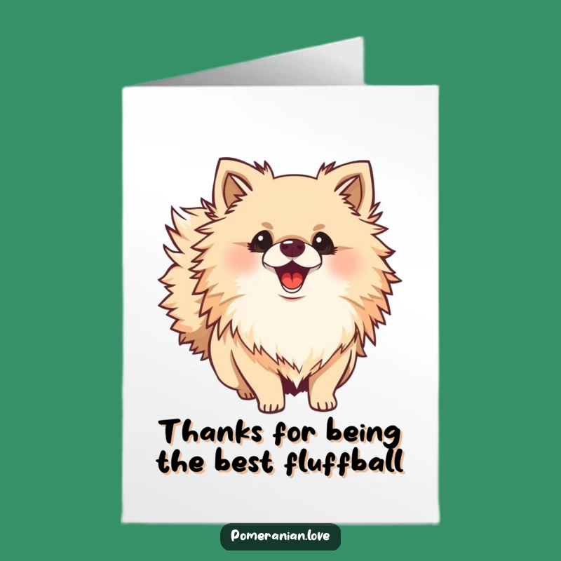 Free Printable Thank You Card: Happy Pomeranian Expressing Gratitude Funny Downloadable Gift