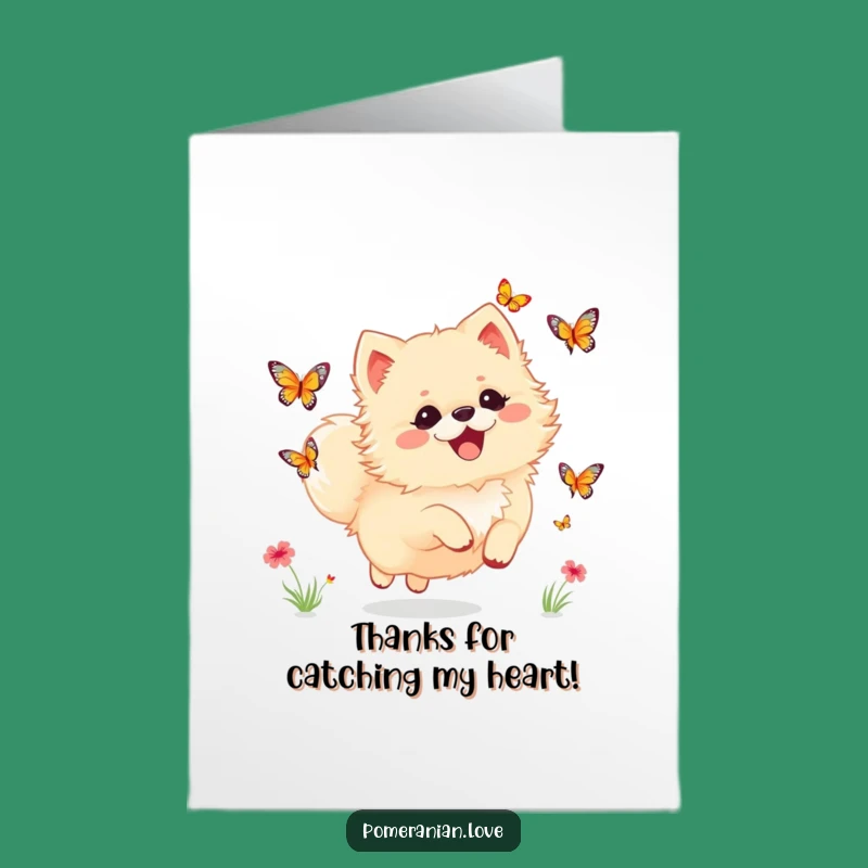 Free Printable Thank You Card: Pomeranian's Butterfly Gratitude! Your Downloadable Gift.