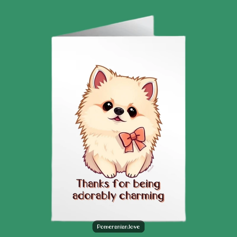Free Printable Thank You Card: Sweet Pomeranian Bow Tie Funny Downloadable Gift