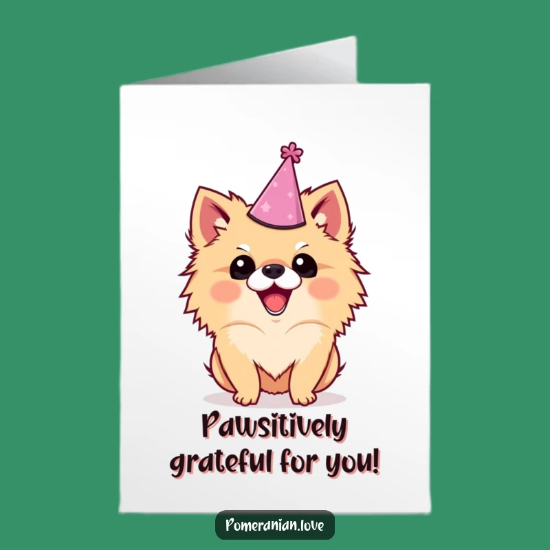 Free Printable Thank You Card: Adorable Pomeranian Dog Hat for a Cute Downloadable Gift