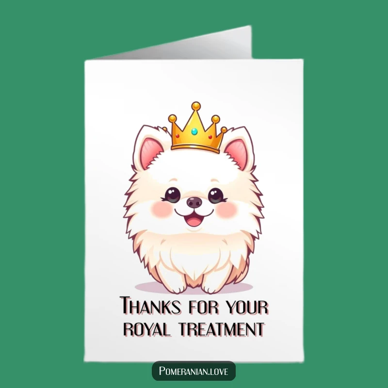 Royal Pomeranian Thank You Card Free Printable: Crowned Gratitude Downloadable