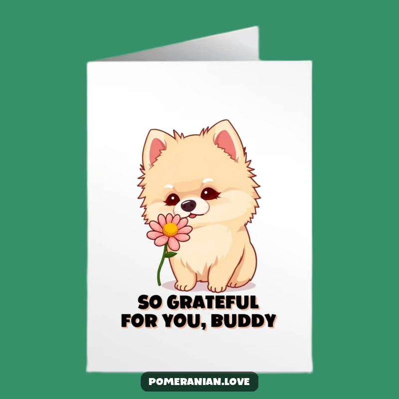 Sweet Pomeranian Thank You Card Free Printable: Dog Flower Sniffing Download