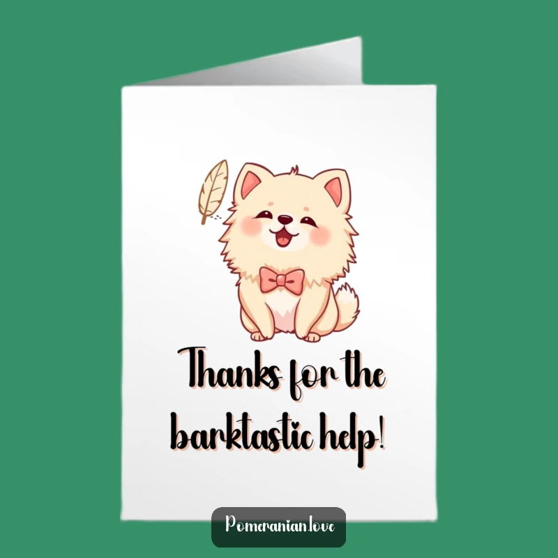 Free Printable Thank You Card Pomeranian Bow Barking Feather Downloadable Gift