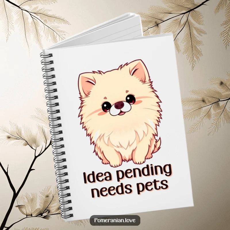 Funny Pomeranian Head Tilt Notebook, journal with a dog tilting its head, cute and funny stationery, perfect for notes.