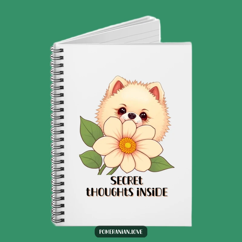 Funny Pomeranian Flower Notebook - Curious Peek Journal, Great Gift Idea