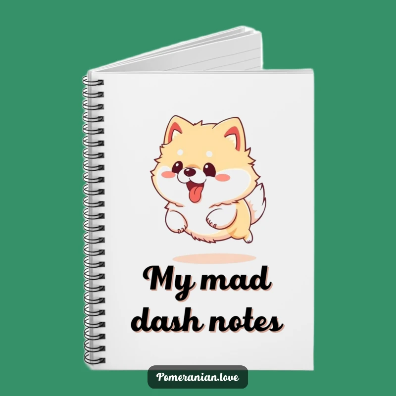 Funny Pomeranian Running Notebook - Energetic Dog Journal - Gift
