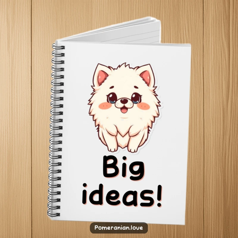 Funny surprised Pomeranian notebook, a cute dog capturing a moment of shock, perfect for funny journaling.