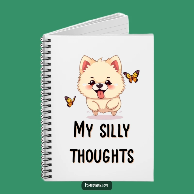 Funny Pomeranian Butterfly Notebook: Silly Pup's Chase, Lined Journal