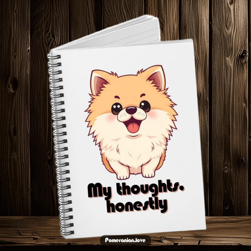 Funny surprised Pomeranian notebook, wide eyes, open mouth, journaling, stationery, great funny gift.