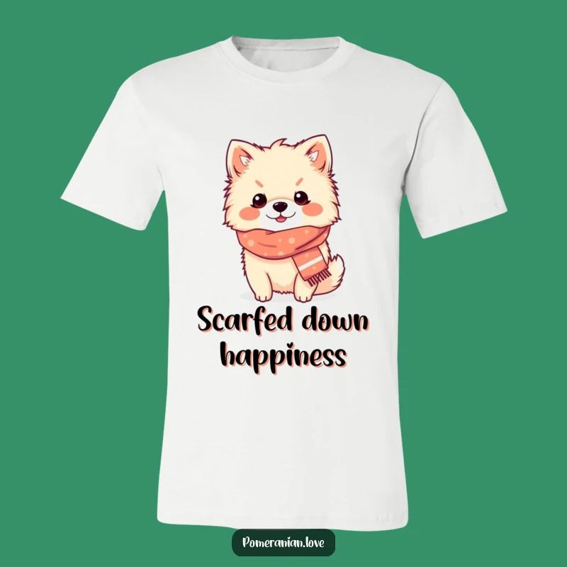 Funny Pomeranian Cozy Scarf T-Shirt: Adorable Pup Look Great & Feel Warm
