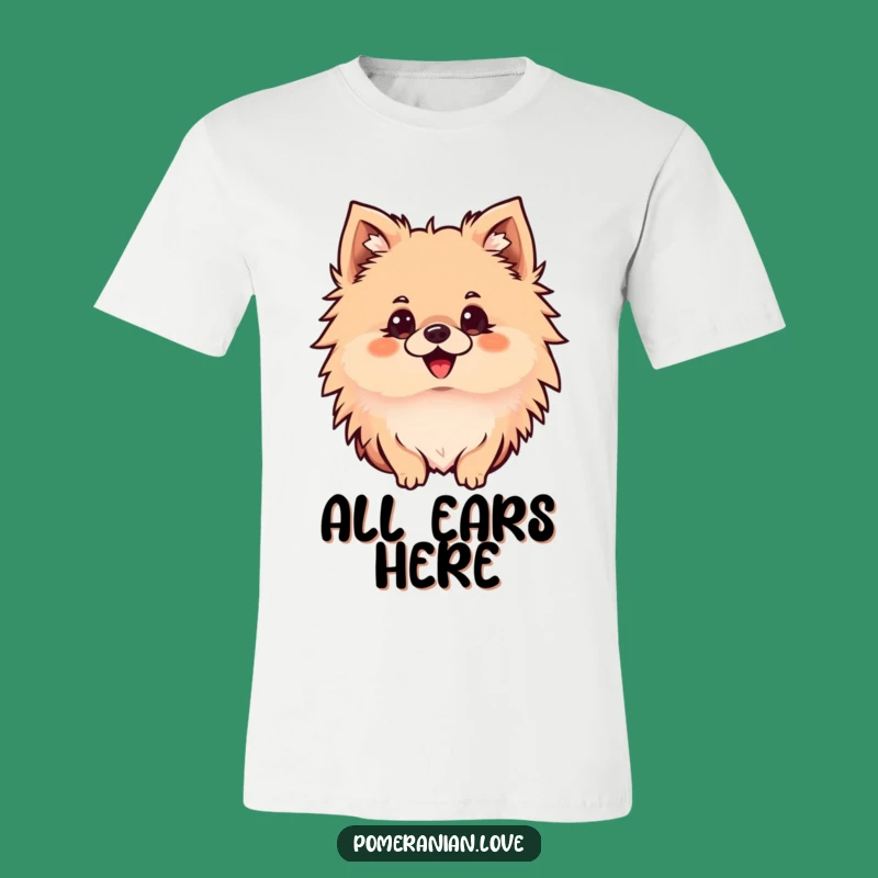 Funny Pomeranian Focus T-Shirt: Alert Dog, Intently Looking, Comfy Gift