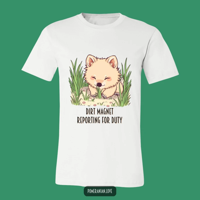 Funny Pomeranian Grass Digging T-Shirt: Hilarious Dog Shirt for Playful Pup Lovers