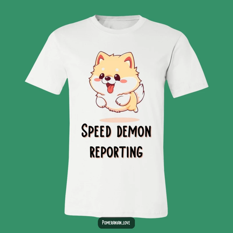 Funny Pomeranian Running T-Shirt - Energetic Dog Tee - Playful Gift
