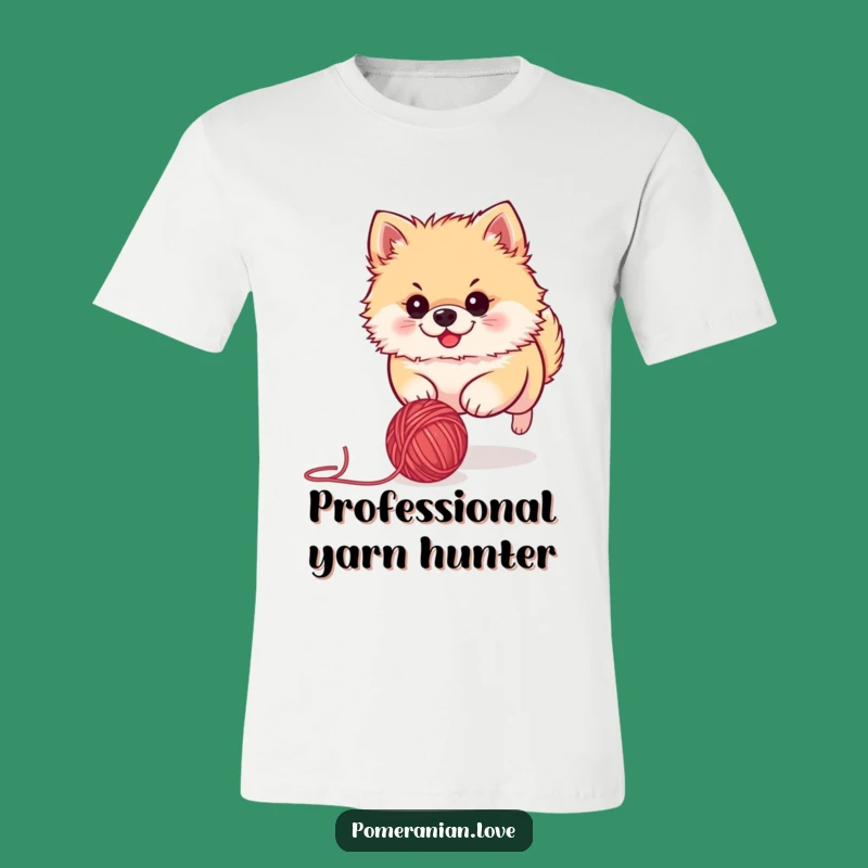 Funny Pomeranian Yarn Ball Chase T-Shirt - Adorable & Hilarious Dog Tee