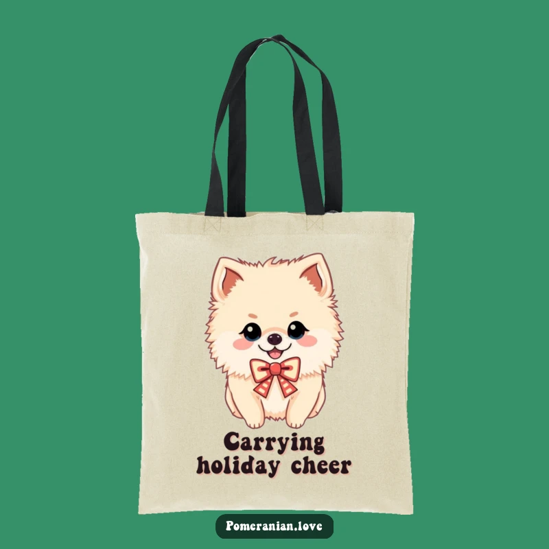 Funny Cheerful Pomeranian Tote Bag - Carry Your Festive Spirit Gift