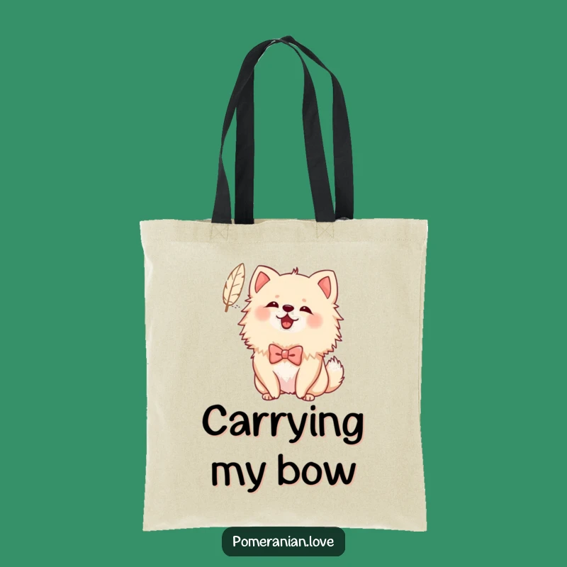 Funny Bowed Pomeranian Tote Bag: Carry Your Cheer with Feather Barking Style