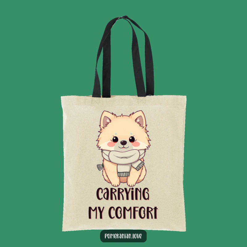 Funny Cozy Pomeranian Tote Bag - Scarfed Dog Bag - Cute Gift