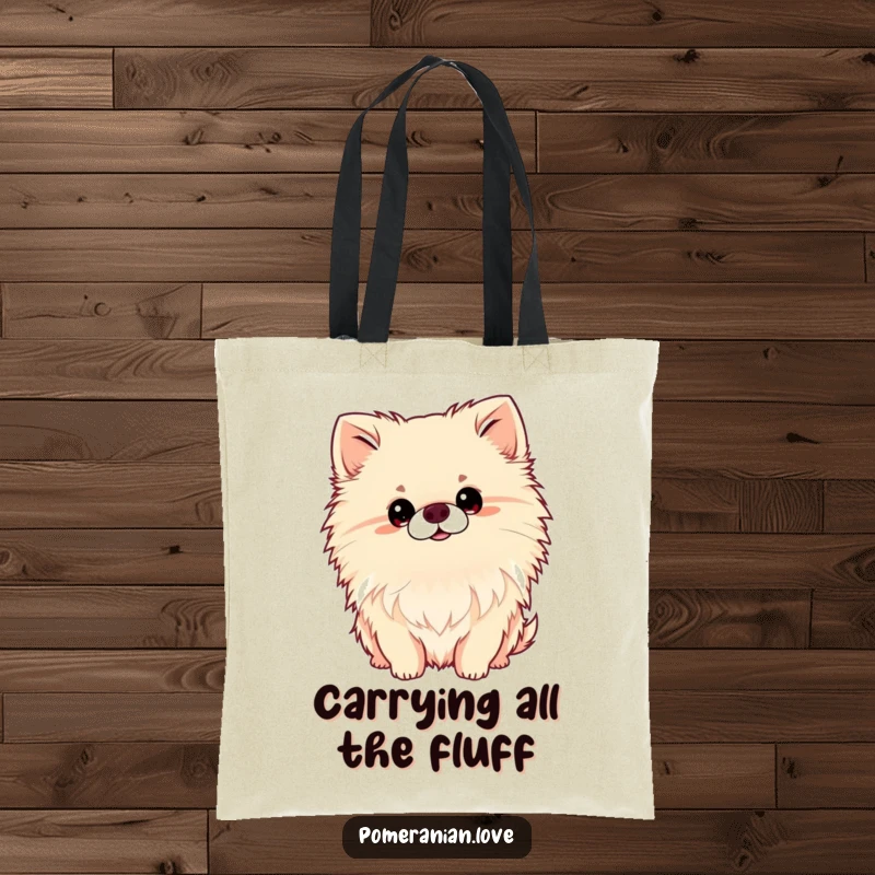 Funny Pomeranian Head Tilt Tote Bag, reusable bag with a curious dog, cute and funny dog accessory, perfect for errands.