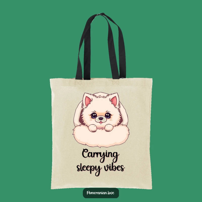 Funny Pomeranian Bed Tote Bag: Curious Pup Accessory, Humorous Dog Lover Gift